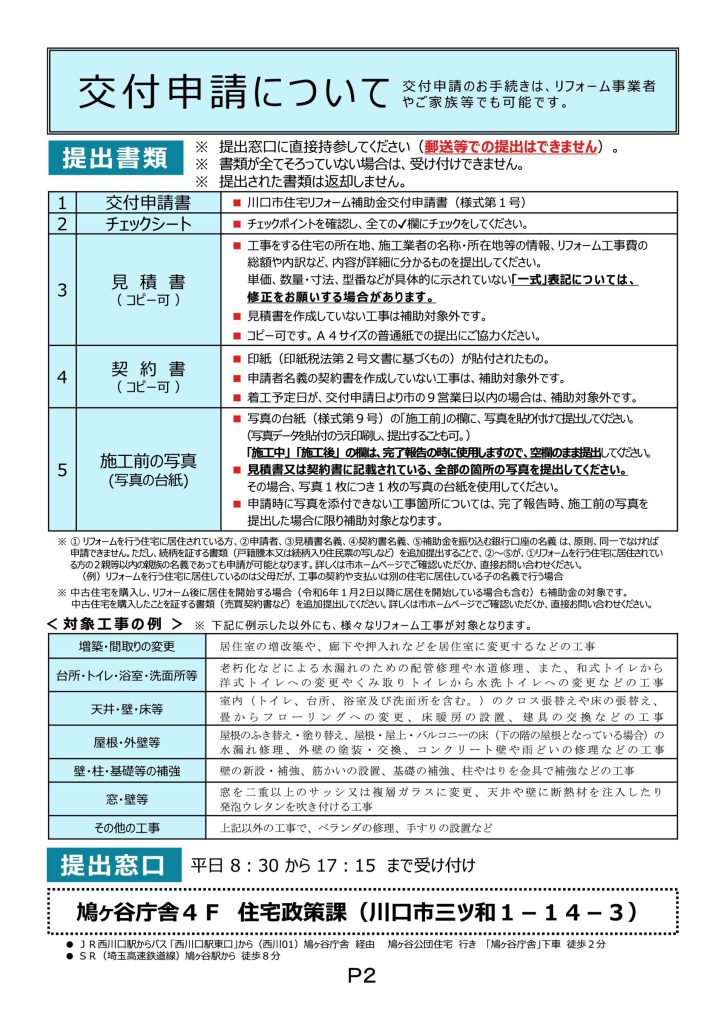 令和6年度(2024年度)川口市住宅リフォーム補助金（補正予算1500万円追加されました。）